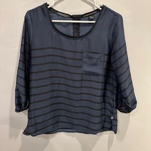 Scotch & Soda blue/black 3/4 Paris Nights New York mornings Sleeve Blouse size 1